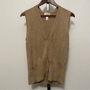 Women’s Wool Button Up Sweater Vest Sleeveless Cardigan XL Quiet Luxury Grandpa
